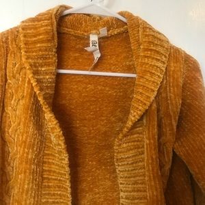 Velvet mustard yellow cardigan